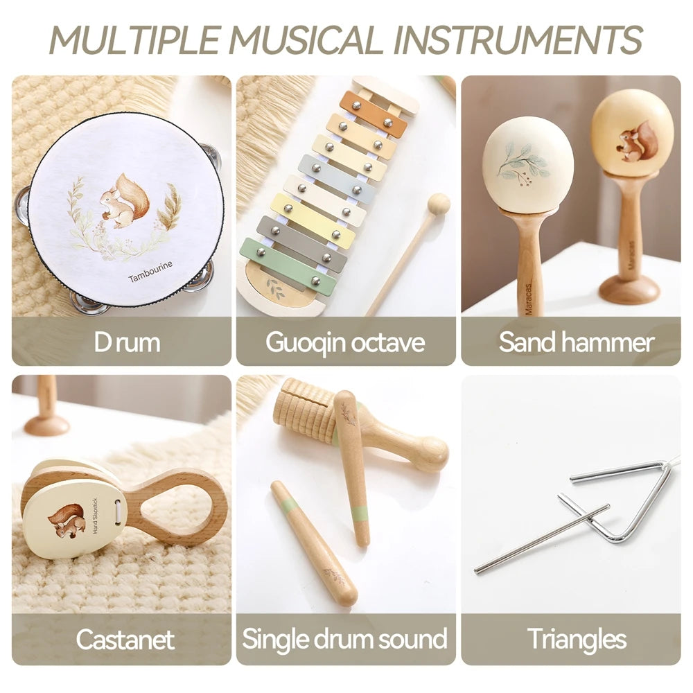 Wooden Musical Instruments for Early Education in Infants