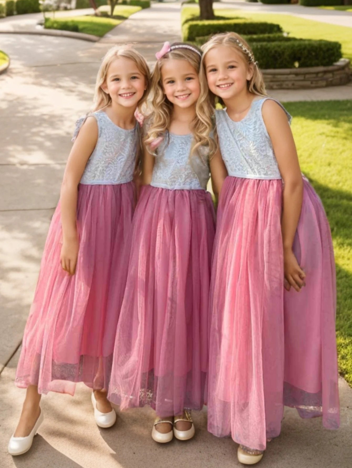 Little Girls Flower Lace Design Summer Birthday Dresses