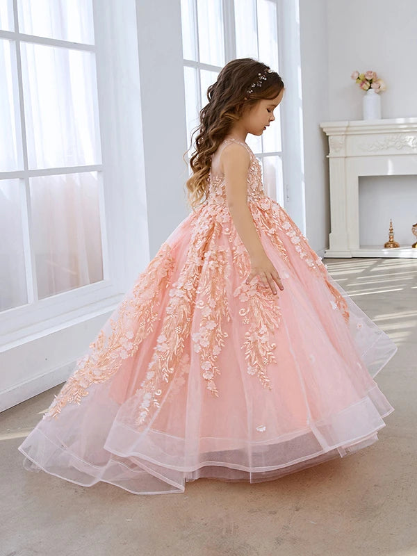 Girls' Sleeveless Long Princess Party Dresses