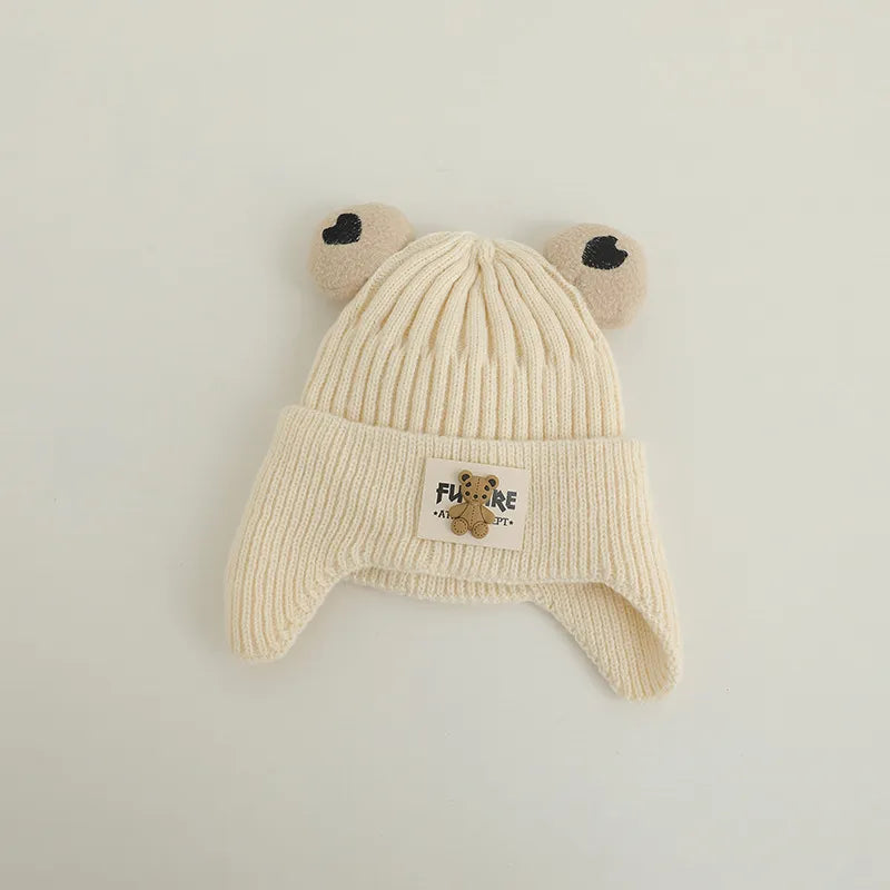 Cartoon Bear Ear Protection Knitted Hat for Toddler Boys Girls childrensterritory