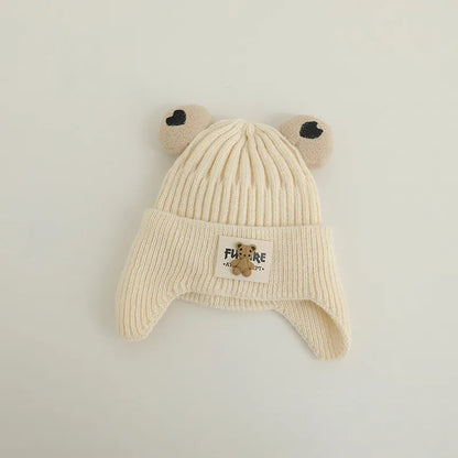 Cartoon Bear Ear Protection Knitted Hat for Toddler Boys Girls childrensterritory