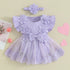 Newborn Girls Patchwork Ruffle Rompers Dress with Headband childrensterritory