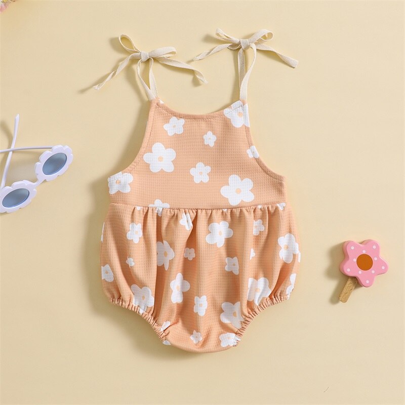 Baby Girl Floral Print Sleeveless Summer Bodysuit childrensterritory