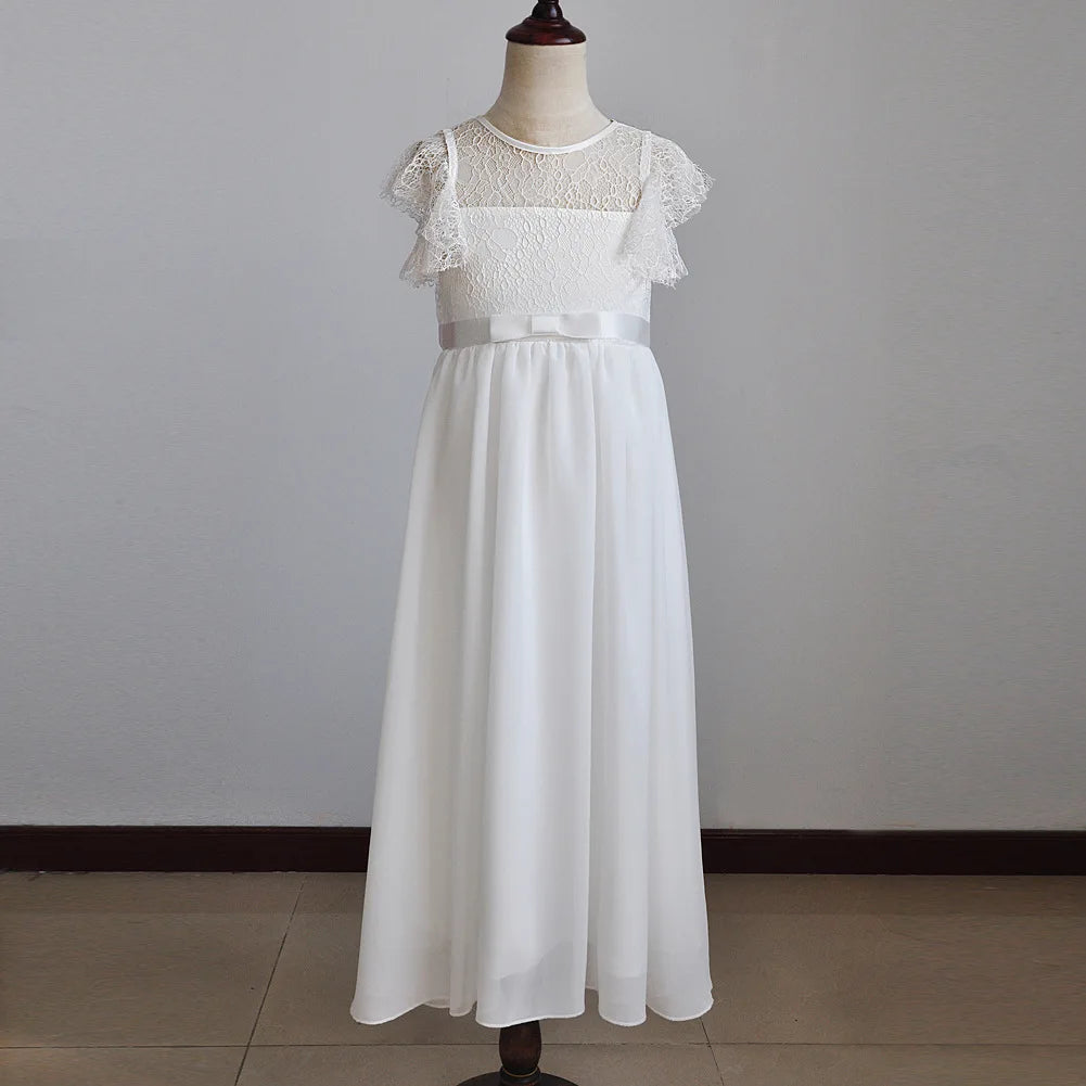 Lace Design Floor Length Girls Pageant Gowns