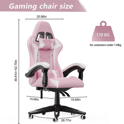 Adjustable Gamer Chairs with Lumbar Cushion + Headrest childrensterritory