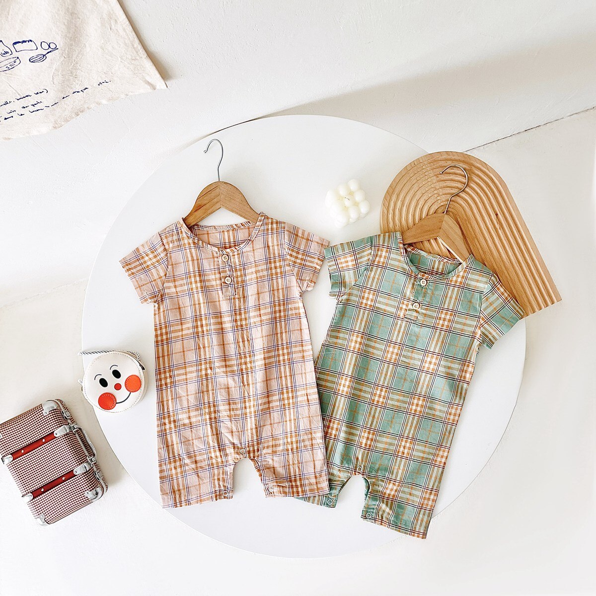 Baby Boy Plaid Casual Short Sleeve Summer Romper childrensterritory