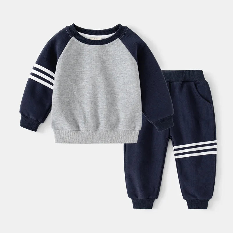 Little Boys Color Patchwork Two-Piece Casual Tracksuits childrensterritory