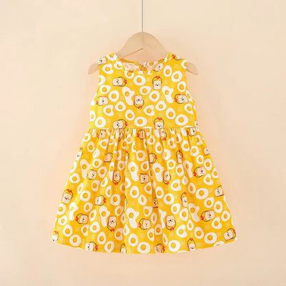 Kids Girls Cartoon Pattern Summer Party Dresses