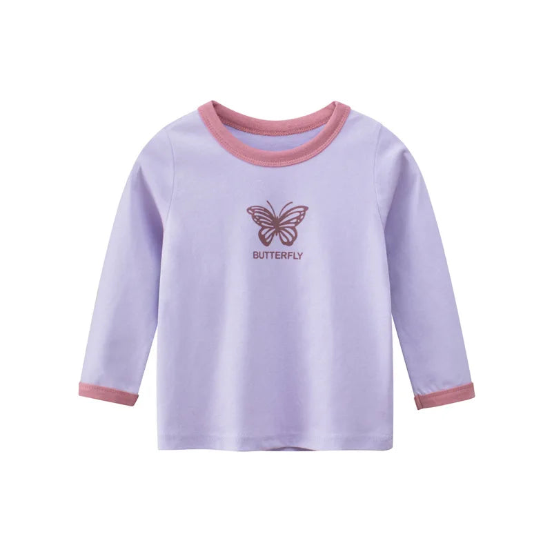 Girls' Cartoon Print Long Sleeves Stylish Tops childrensterritory