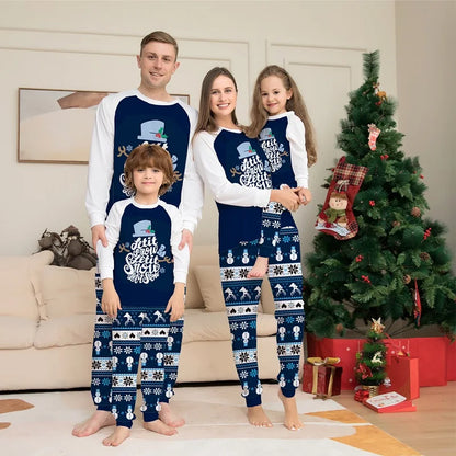Snowflake Snowman Print Family Matching Christmas Pajamas