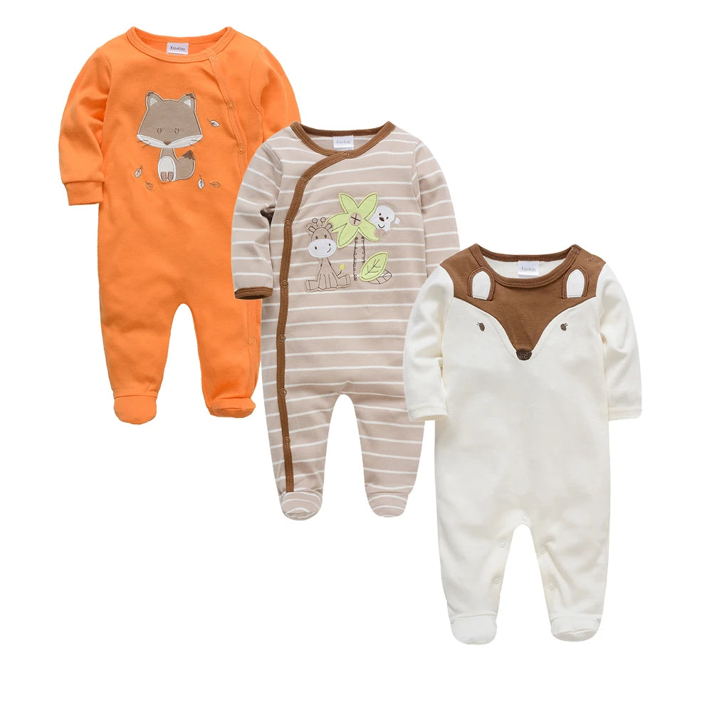 3-4 Pcs/Lot Baby Girls Boys Cartoon Design Cotton Rompers
