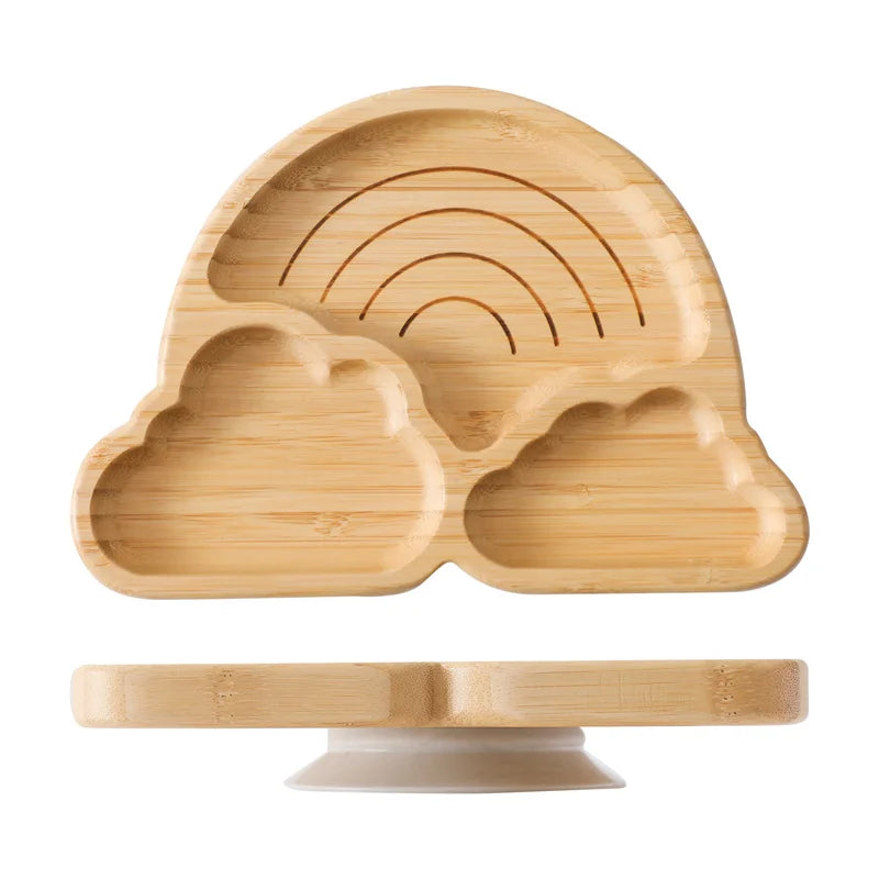 Baby Wooden Tableware Set with Silicone Suction Handle childrensterritory