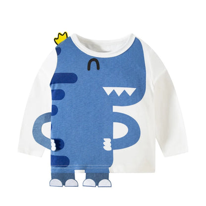 Little Boys Cartoon Dinosaur Design Long Sleeves Cotton T-shirt