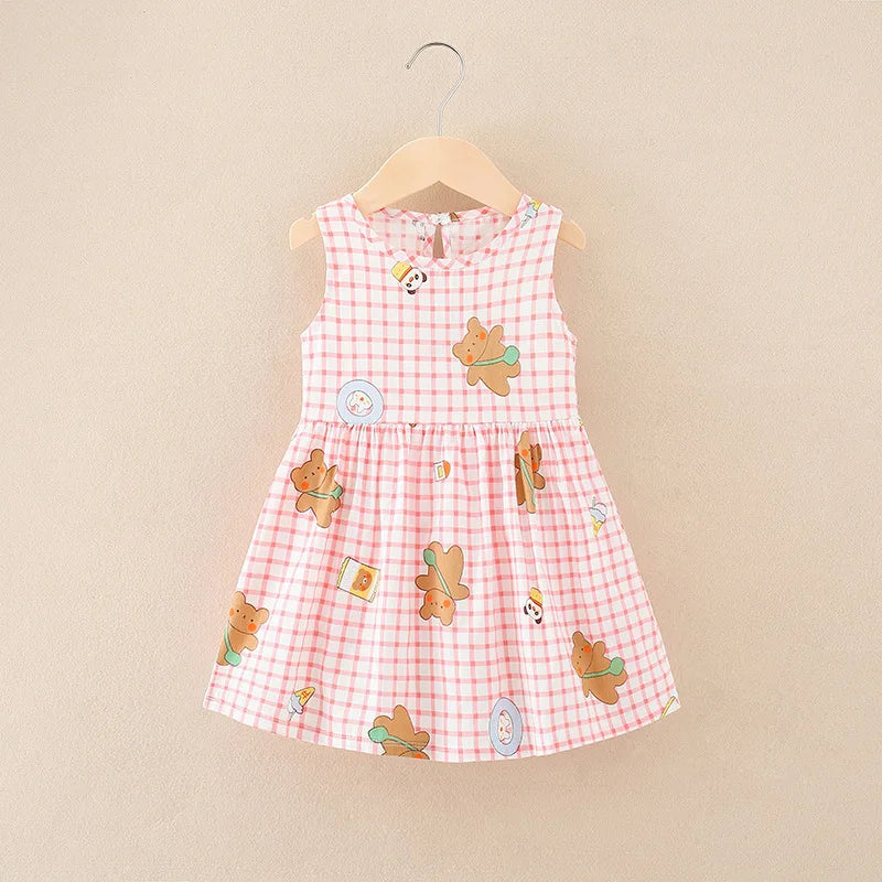 Kids Girls Cartoon Pattern Summer Party Dresses