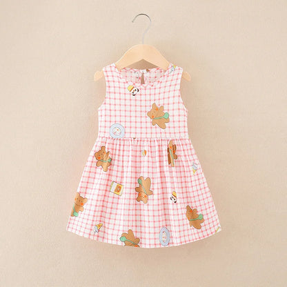 Kids Girls Cartoon Pattern Summer Party Dresses