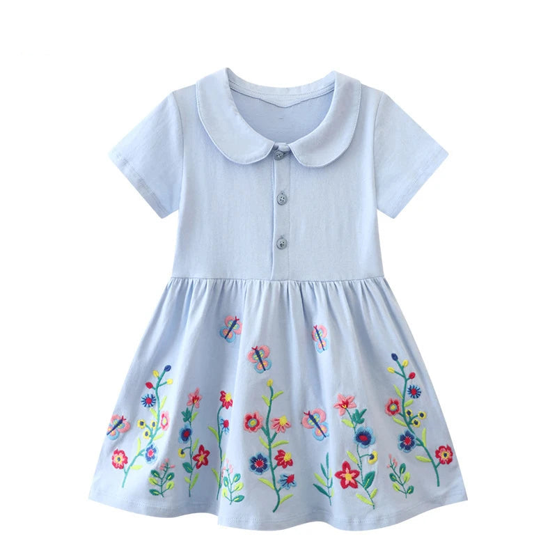 Floral Print Vintage Summer Dress for Kids Girls childrensterritory