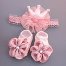 Lace Bows Design 2 Pcs/Set Crown Baby Headband Socks Set childrensterritory