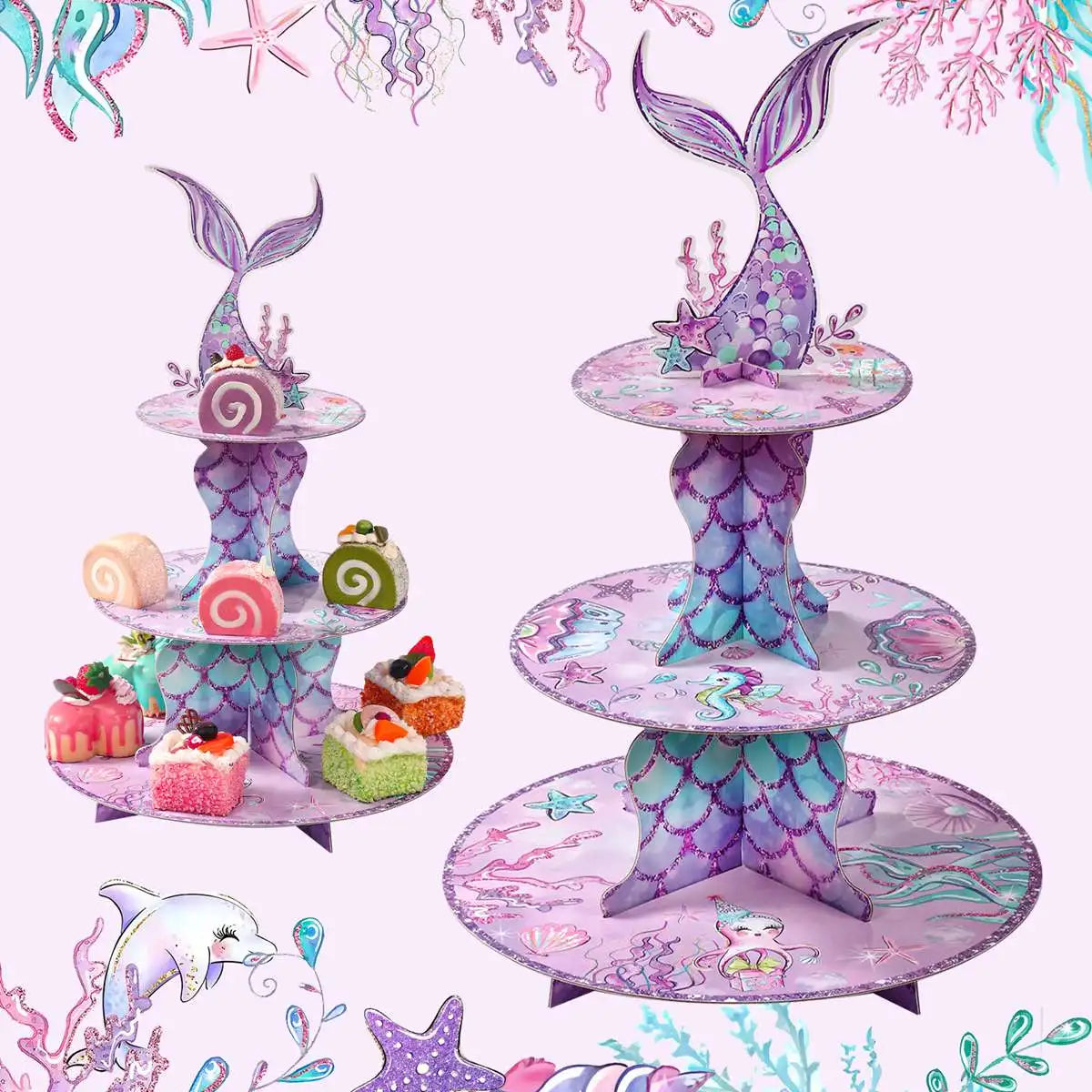 Mermaid-themed Kids Birthday Party Decorations and Tableware Set