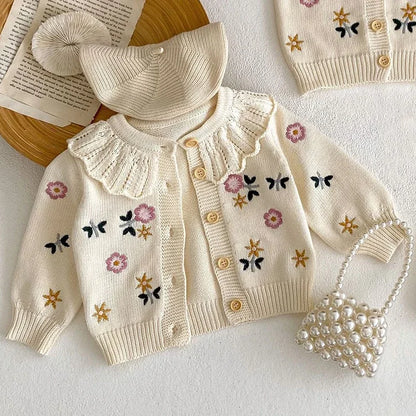 Baby Girl Flower Embroidered Knitted Cardigans childrensterritory