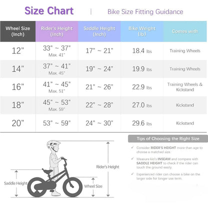 Kids 12-20 Inch Bicycles with Traning Wheel for Boys and Girls childrensterritory