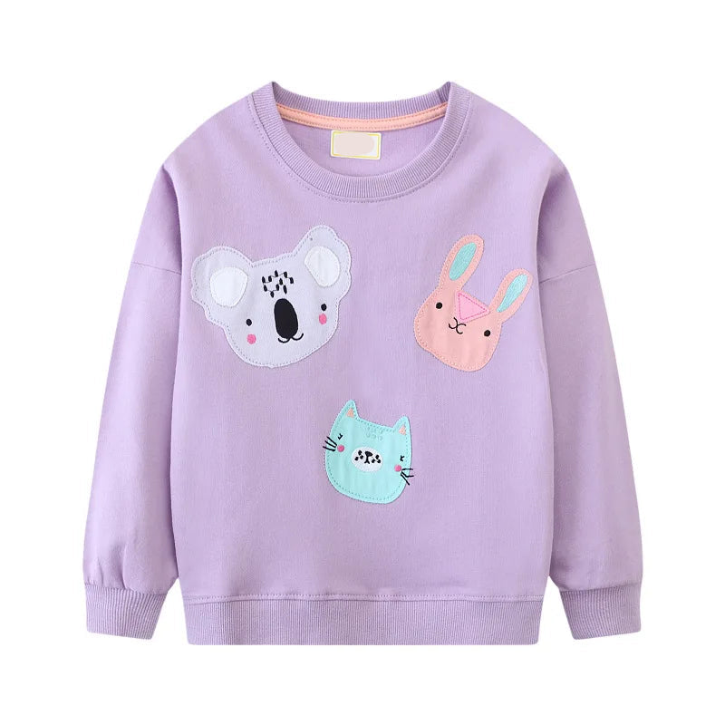Long Sleeve Cartoon Embroidery Children Girls Sweatshirts childrensterritory
