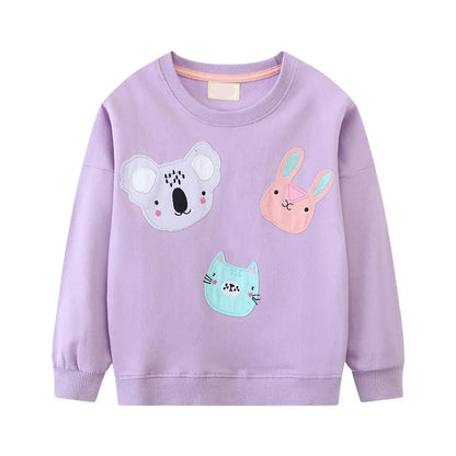 Long Sleeve Cartoon Embroidery Children Girls Sweatshirts childrensterritory
