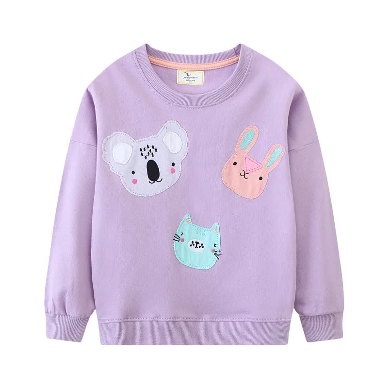 Kids Girls Cartoon Embroidery Long Sleeve Sweatshirts