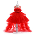 Little Girls Puffy Tulle First Communion Dresses with Trailing childrensterritory