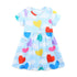 Girls Short Sleeves Heart Clouds Print Summer Dresses childrensterritory