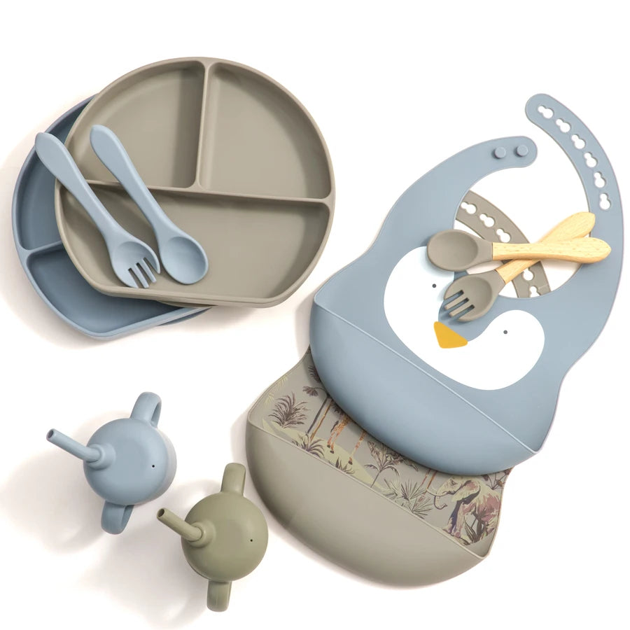 4/5/8Pcs Durable Silicone Tableware Set for Toddlers childrensterritory