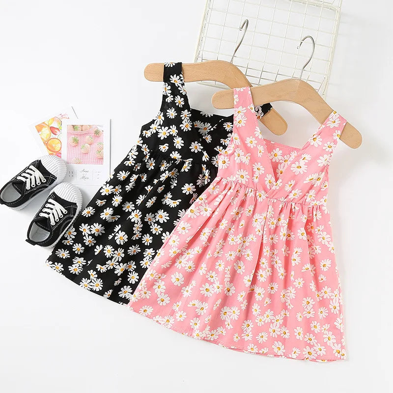 Kids Girls Floral Print Sling Princess Dresses for Summer childrensterritory