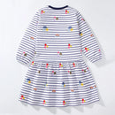 Little Girls Cartoon Striped Casual Cotton Dress childrensterritory