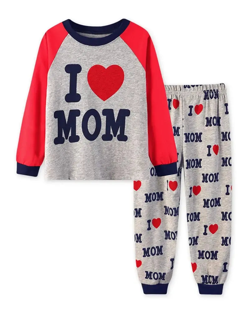 Cartoon and Letter Print Toddler Boys Girls Pajamas Sets childrensterritory