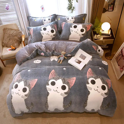 Flannel Fleece 1pc Winter Warm Duvet Cover for Kids Bed