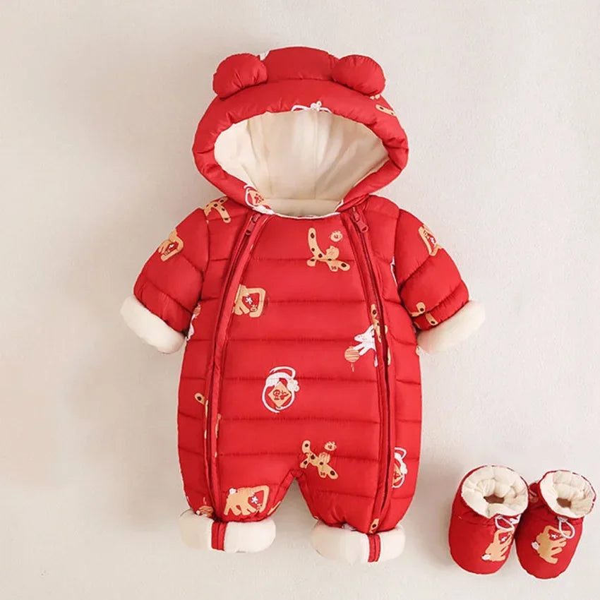 Newborn Thicken Hooded Autumn Winter Romper childrensterritory