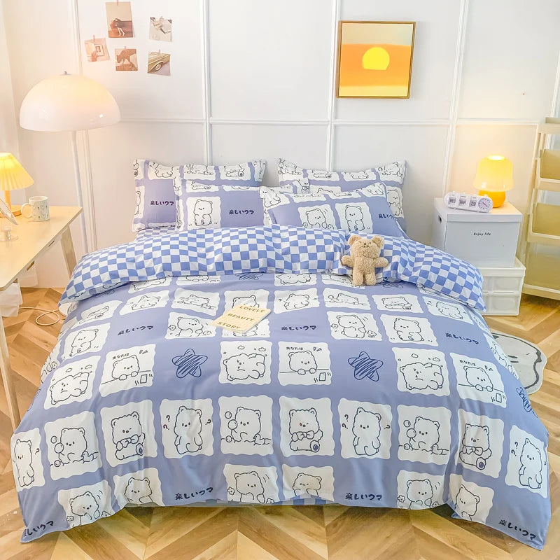 3/4-piece Cartoon Floral Print Soft Bedding Set For Home childrensterritory