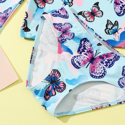 Butterfly Print Kids Girls Baby 2Pcs Swimming Suit