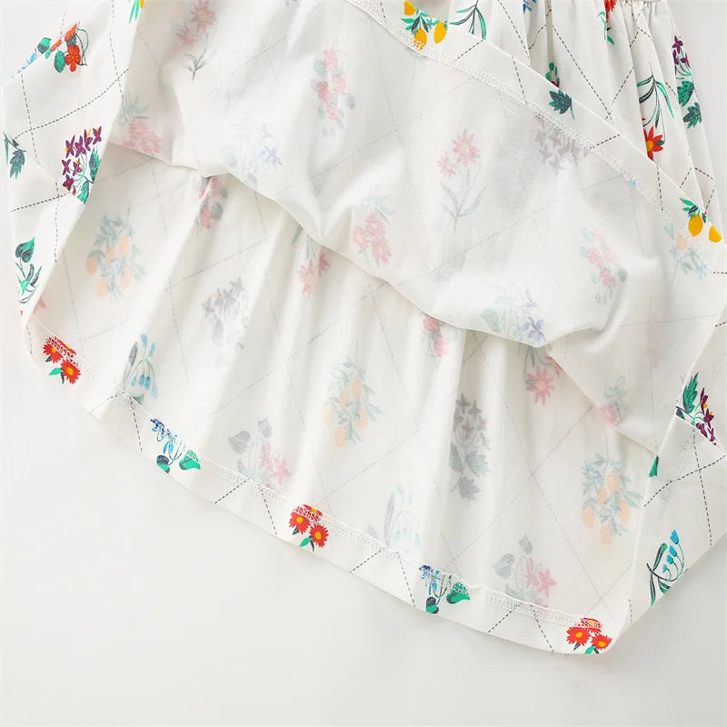 Kids Girls Cartoon Flowers Embroidery Cotton Dresses