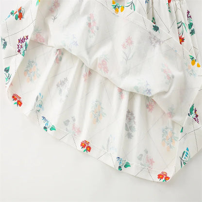 Kids Girls Cartoon Flowers Embroidery Cotton Dresses