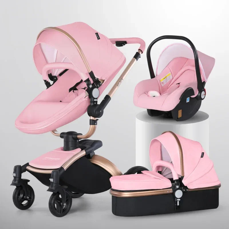3 in 1 Baby High Land-scape Stroller with Bassinet &amp; Folding Carriage