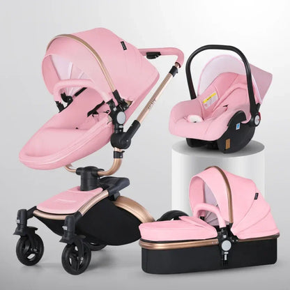 3 in 1 Baby High Land-scape Stroller with Bassinet &amp; Folding Carriage