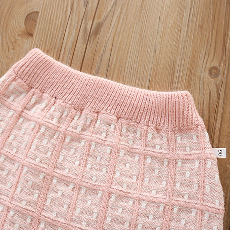 Little Girls Plaid Sweater + Dress Lattice Winter Outfits childrensterritory