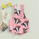 Baby Girl Cow Printed Crew Neck Summer Bodysuit childrensterritory
