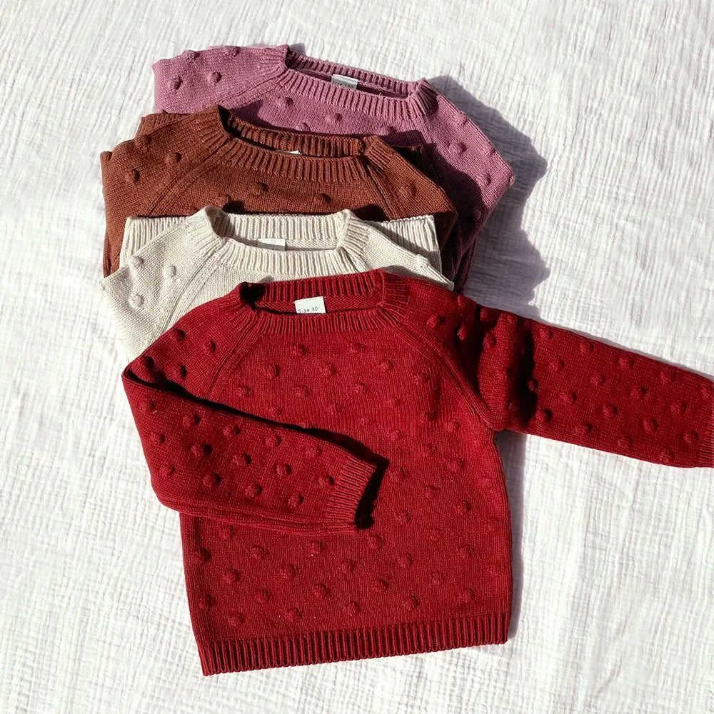 Toddler Girls Popcorn Chunky Knit Pullover Tops and Skirt Set childrensterritory