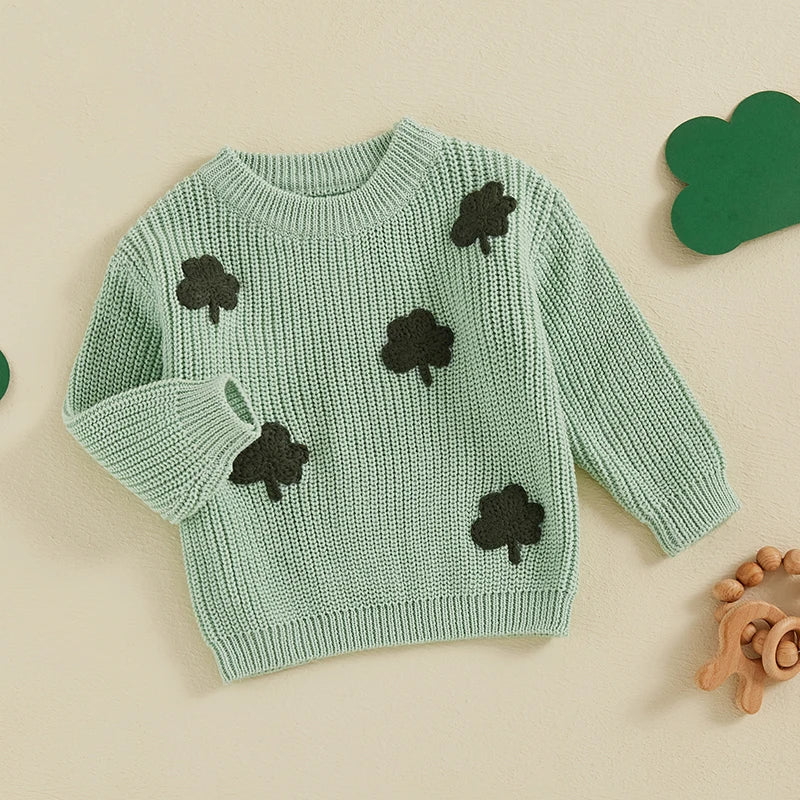 Toddler Clover Embroidery Adorable Pullover Tops childrensterritory