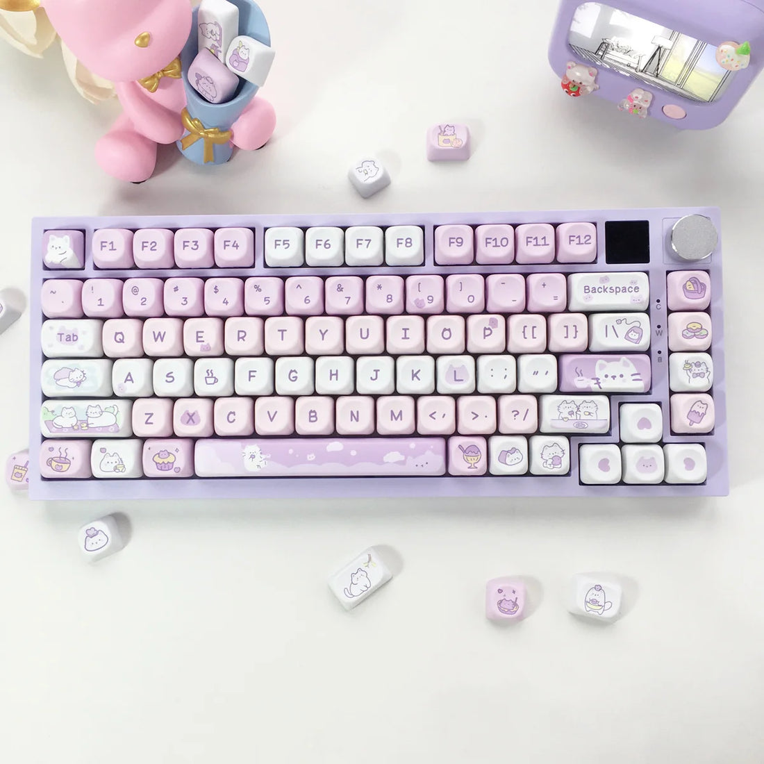 Dessert Cat Theme 95 Keycaps Kit for Mechanical Keyboard childrensterritory