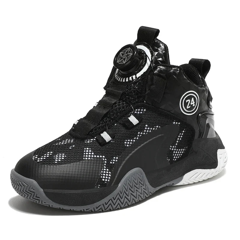 Kids Boys Non-slip No Tie Shoelaces Basketball Sneakers childrensterritory