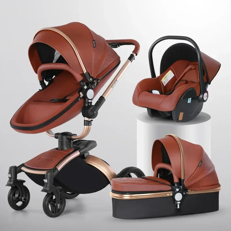 3 in 1 Baby High Land-scape Stroller with Bassinet &amp; Folding Carriage