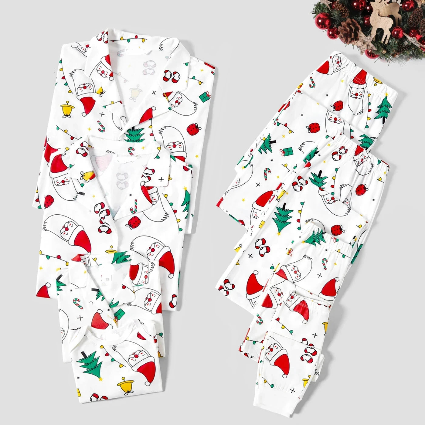 Colorful Christmas Print Long Sleeve Pajamas Sets for Family childrensterritory