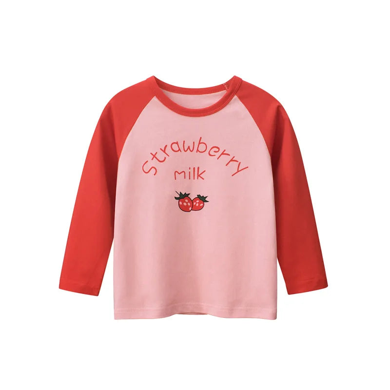 Girls' Cartoon Print Long Sleeves Stylish Tops